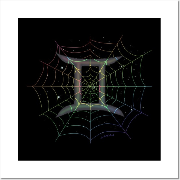 Rainbow Spiderweb Gemini Wall Art by HauntedIndigo